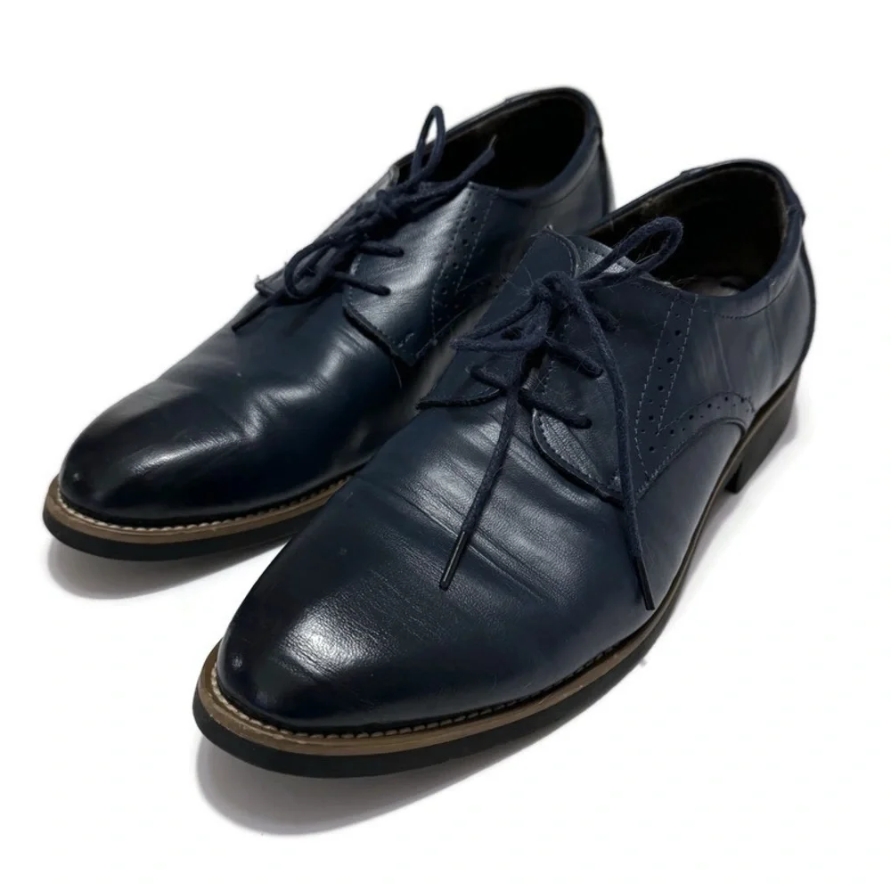 Vintage Blue Leather Lace Up Oxfords, Men's 8.5, Women's‎ 10